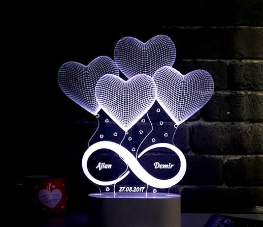 Sonsuz Aşkımız 3D Led Gece Lambası, Sevgiliye Hediye, Gece Lambası, 3d led lamba, kişiye özel 3d led lamba, kişiye özel hediyeler | Neşeli Süs Evim