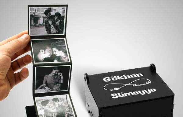 Sevgiliye Akordiyon Fotoğraflı Sürpriz Kutu
