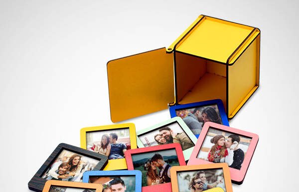 Ahşap Kutulu 12 Renkli Mini Polaroid Çerçeve,bayana hediye,sevgiliye hediye,kişisel hediyeler,fotoğraf albümü,ahşap albüm | Neşeli Süs Evim